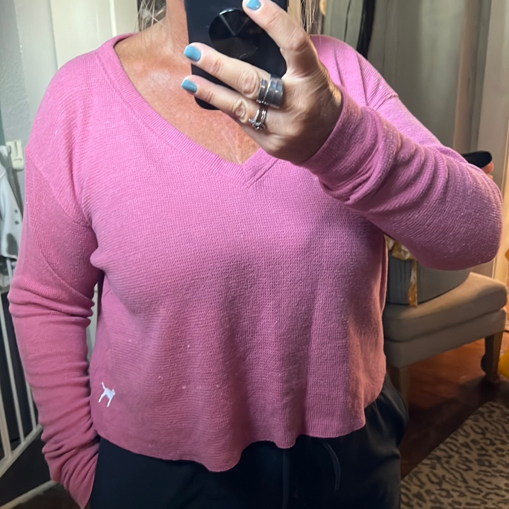 PINK Cropped Waffke Too NWOT